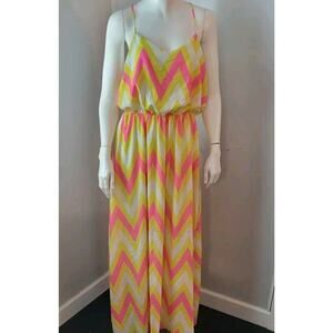 Cals Chevron Maxi Dress Womans Sz. M T-back Lined